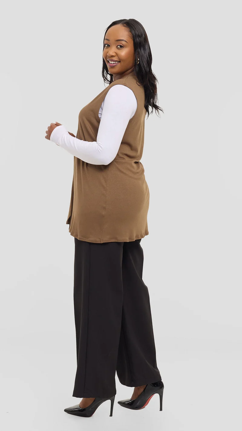 Vivo Everyday Sleeveless Waterfall in Jersey - Dark Tan