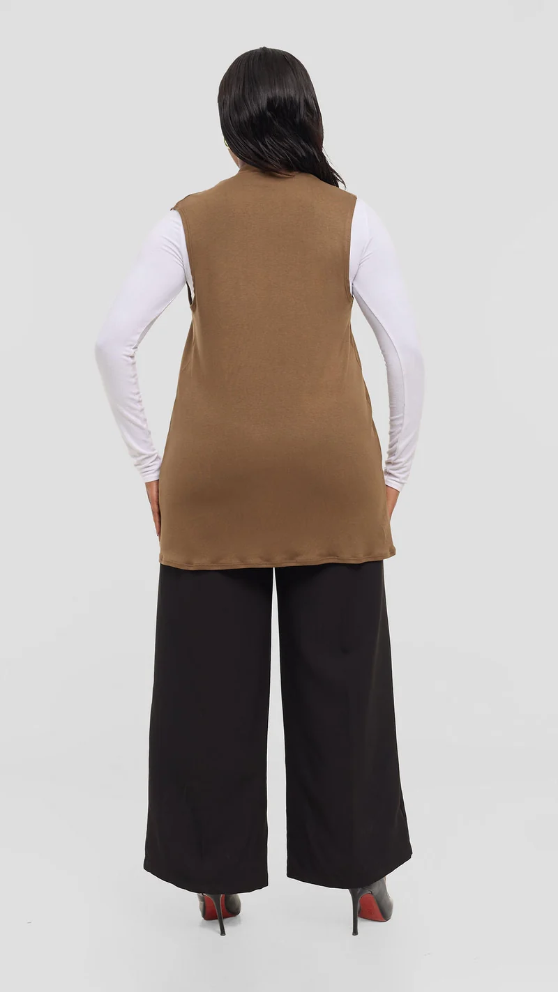 Vivo Everyday Sleeveless Waterfall in Jersey - Dark Tan