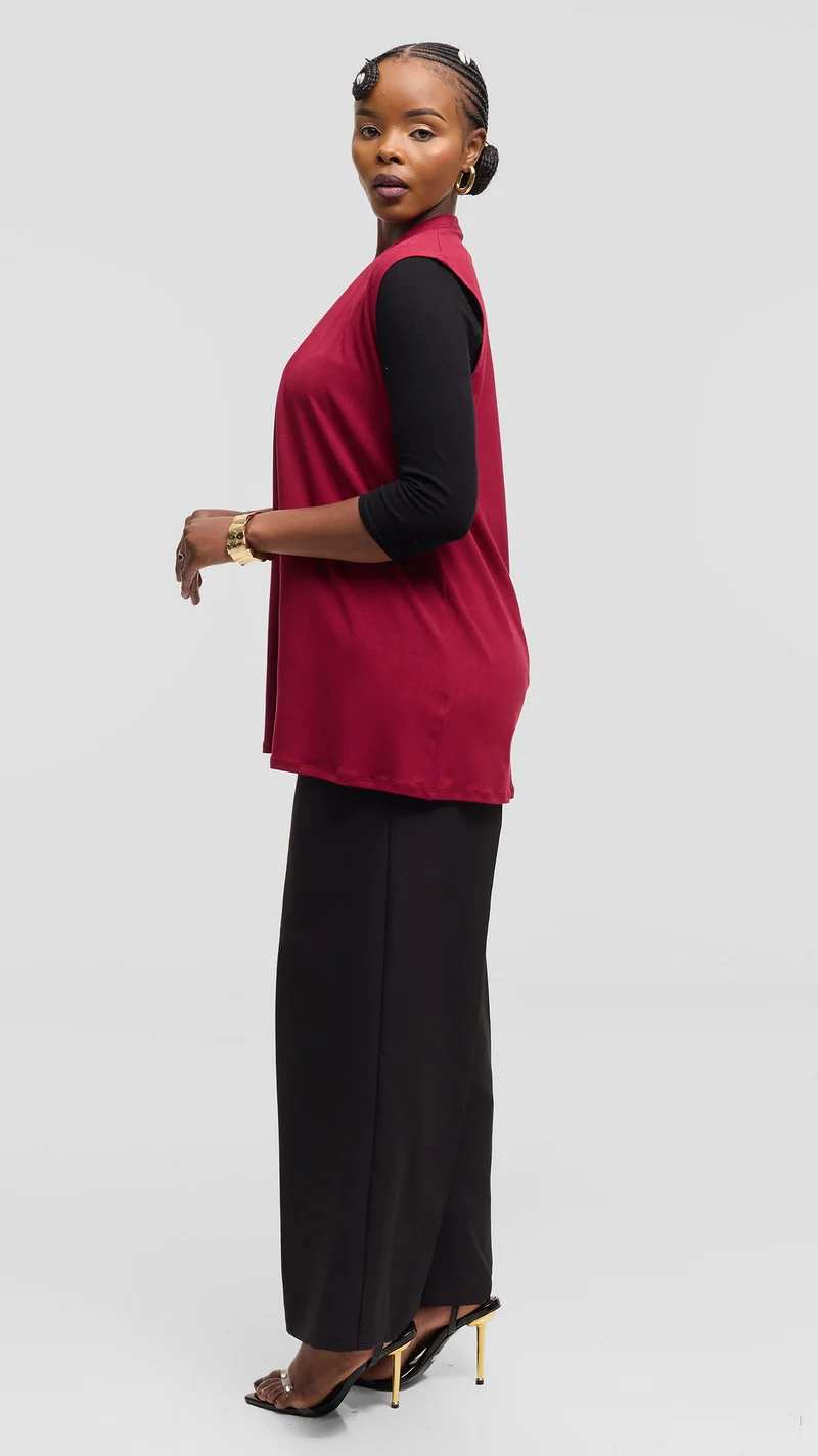 Vivo Everyday Sleeveless Waterfall in Jersey - Maroon