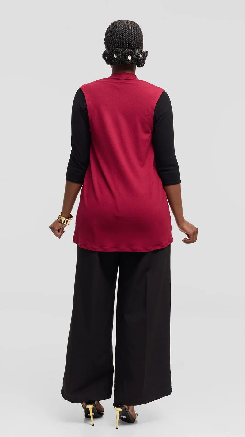 Vivo Everyday Sleeveless Waterfall in Jersey - Maroon