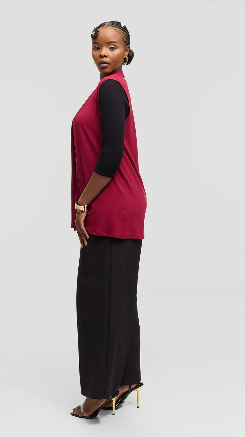 Vivo Everyday Sleeveless Waterfall in Jersey - Maroon
