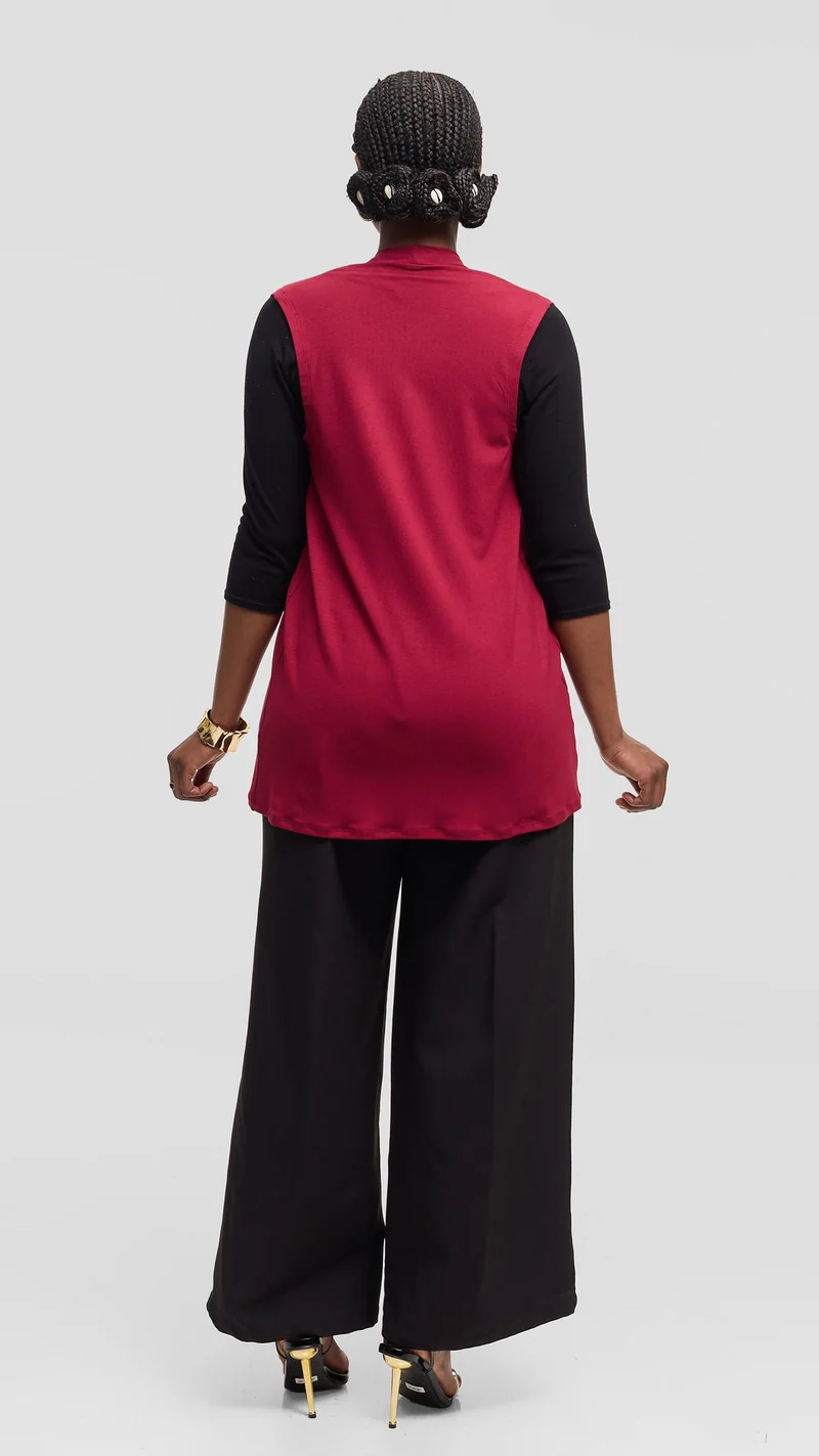 Vivo Everyday Sleeveless Waterfall in Jersey - Maroon