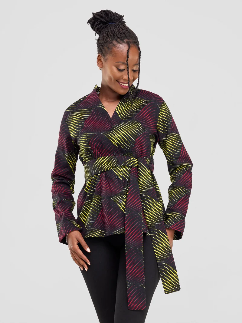 Safari Savannah Kitenge Chinese Collar Shirt - Shama Print