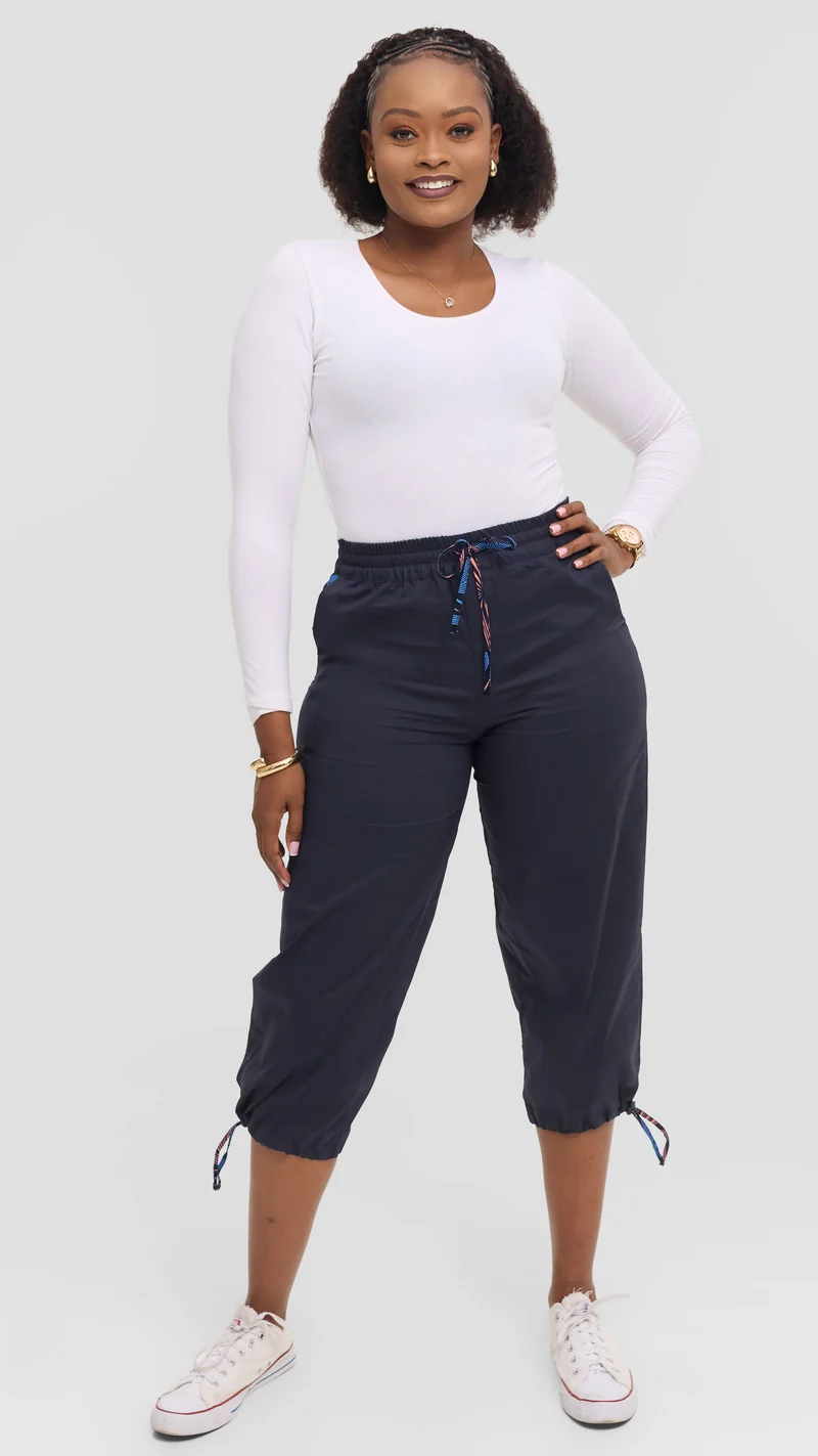 Safari Njano Joggers - Navy Blue / Tana Print