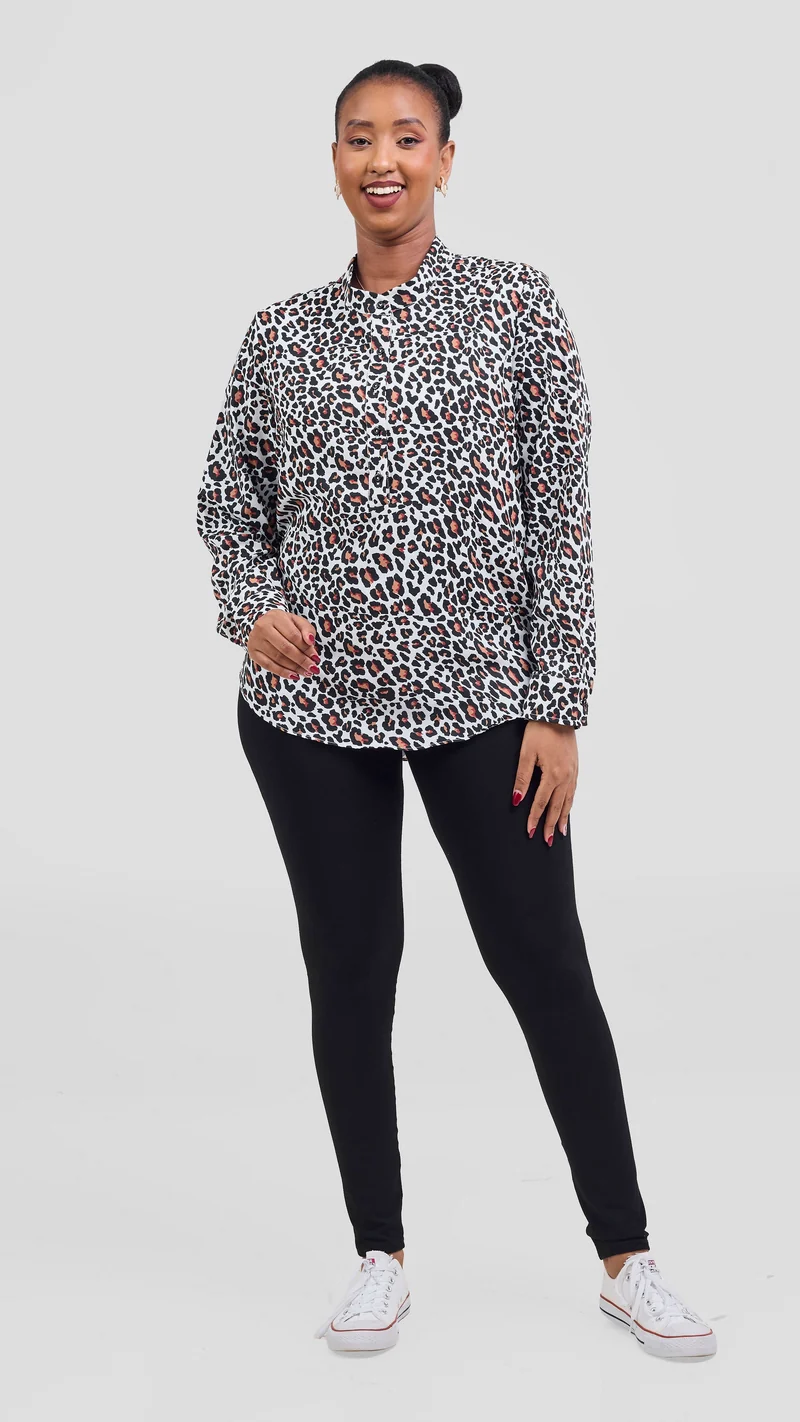 Safari Chui Placket Top - Chui Print