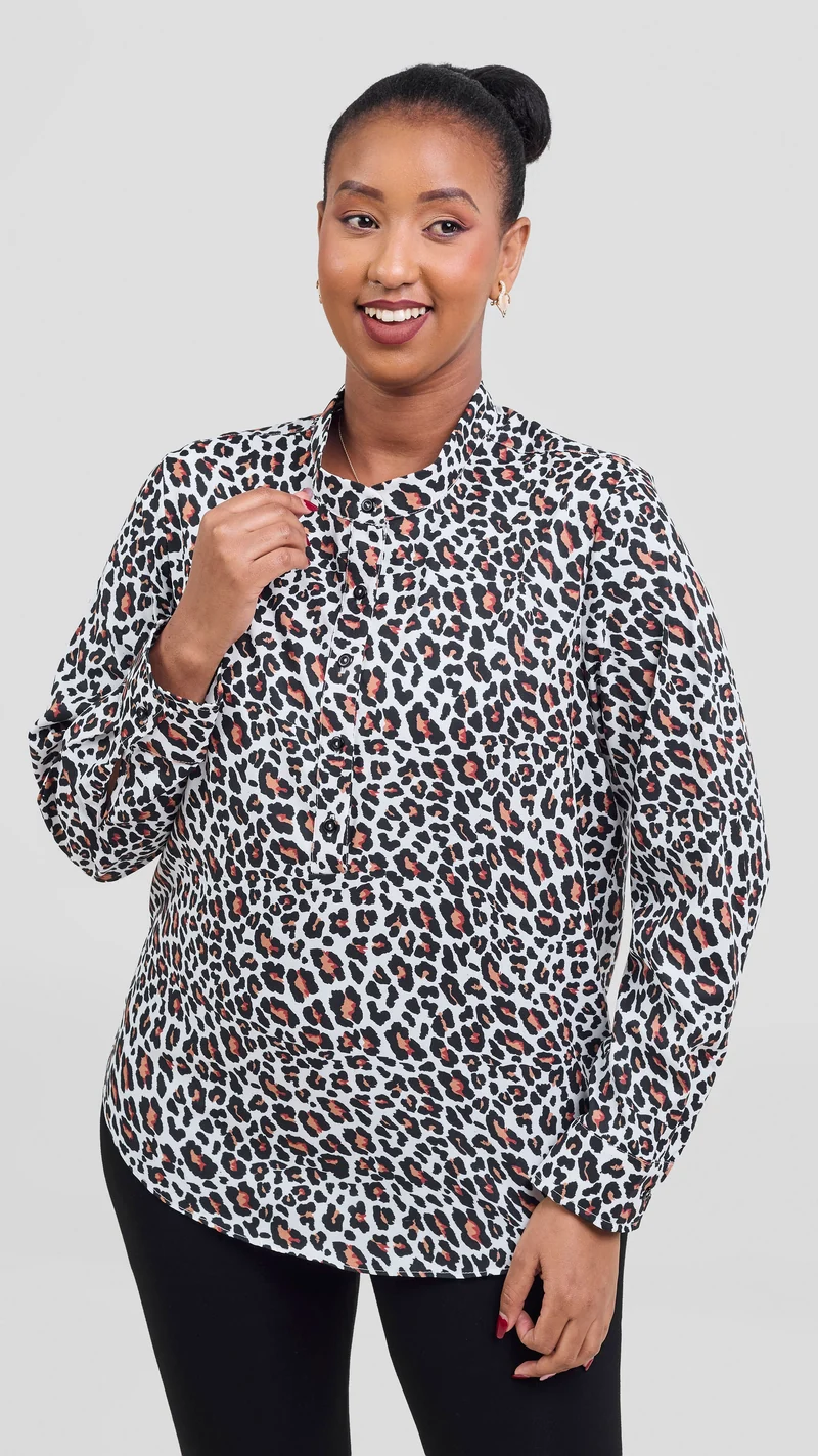 Safari Chui Placket Top - Chui Print