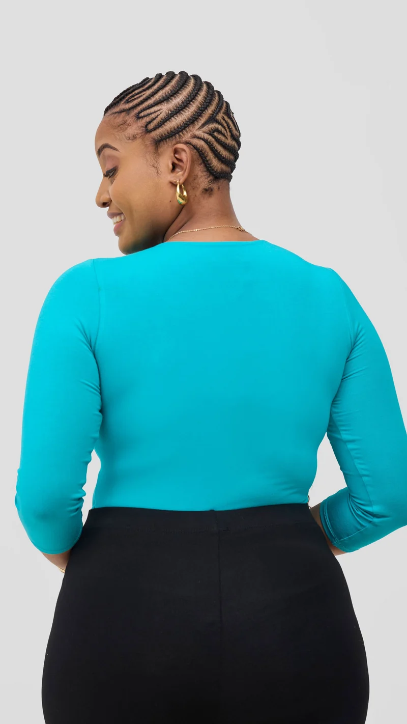 Vivo Basic 3/4 Sleeve Double Layered Bodysuit - Sea Green