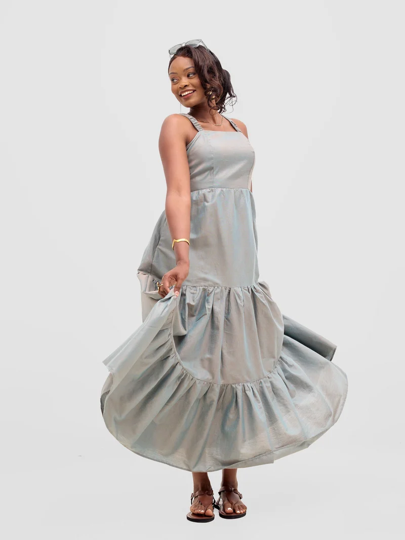 Safari Kikoy Tie Back Maxi Dress - Frost