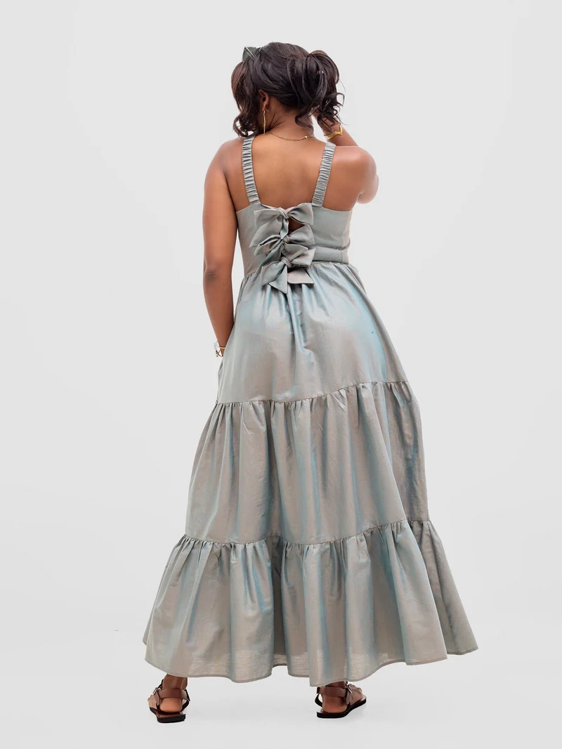 Safari Kikoy Tie Back Maxi Dress - Frost