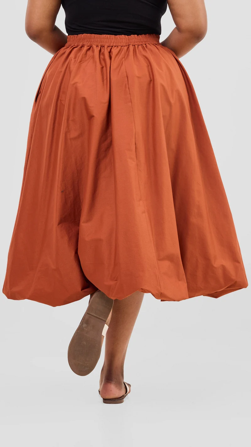 Safari Solana Bubble Midi Skirt - Rust