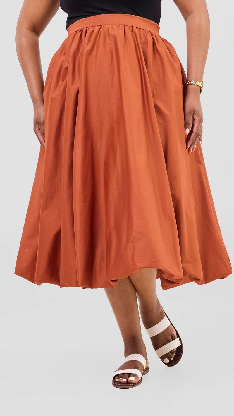 Safari Solana Bubble Midi Skirt - Rust