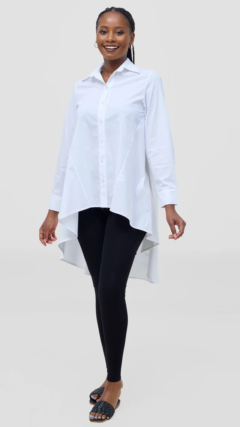 Safari by Vivo Zehra Cotton High Low Shirt - White