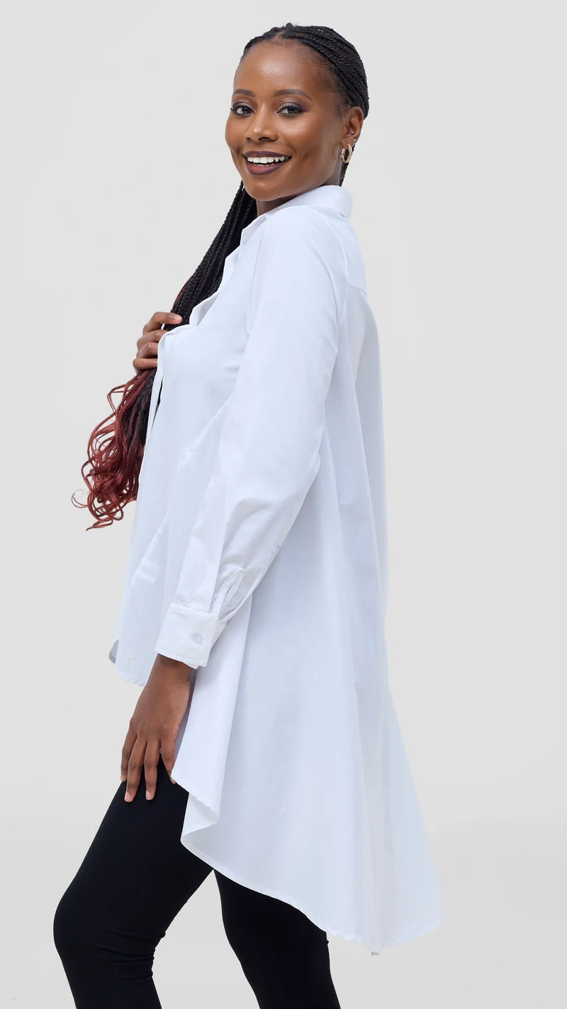 Safari by Vivo Zehra Cotton High Low Shirt - White