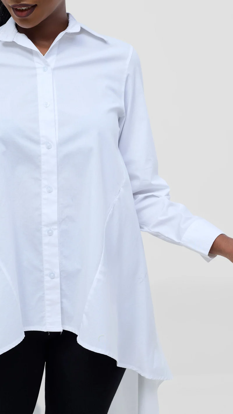 Safari by Vivo Zehra Cotton High Low Shirt - White