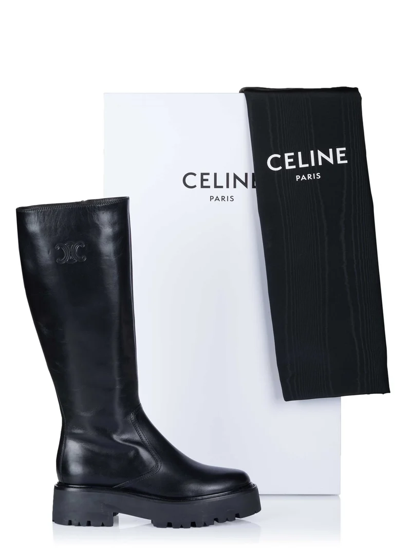Celine Bulky Calfskin Stiefel schwarz