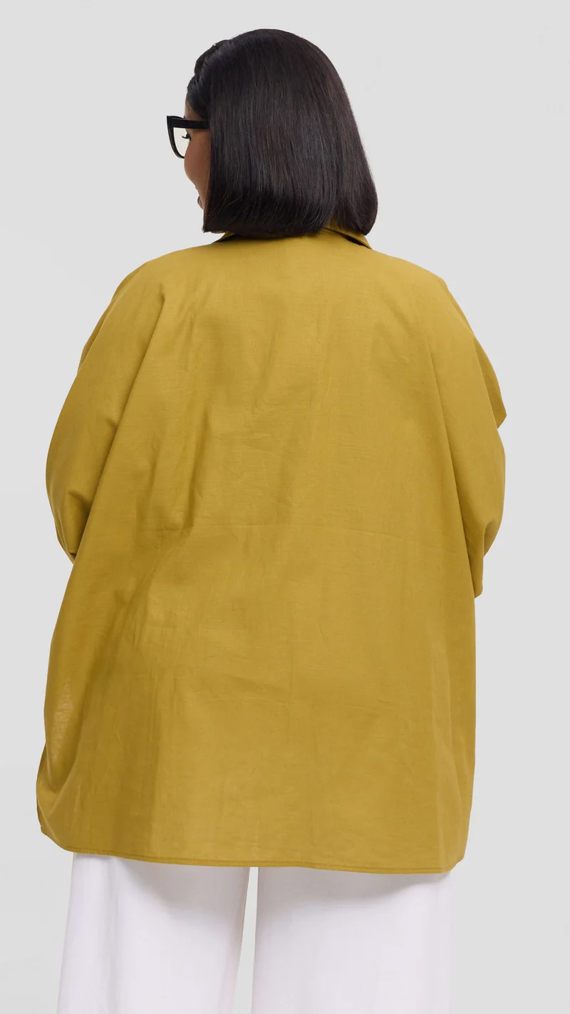 Safari by Vivo Zehra Extra Wide Shirt in Linen Blend - Light Olive
