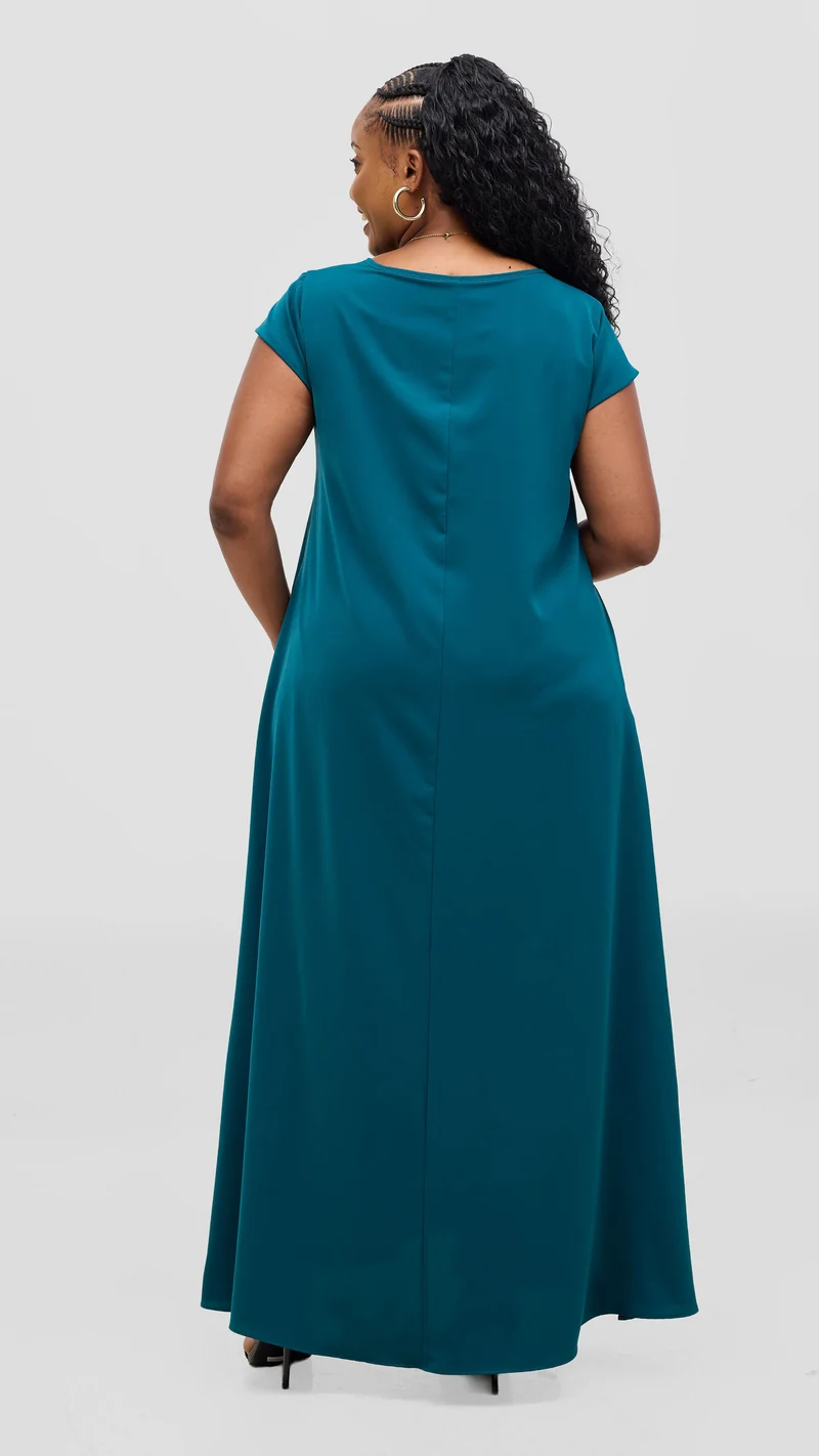 Vivo Basic Round Neck Maxi Dress - Teal