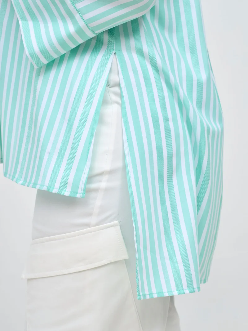 Safari by Vivo Mansi Hi-Low Shirt - Green Stripes