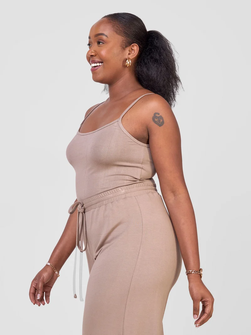 Safari by Vivo Spaghetti Tank Top - Light Taupe