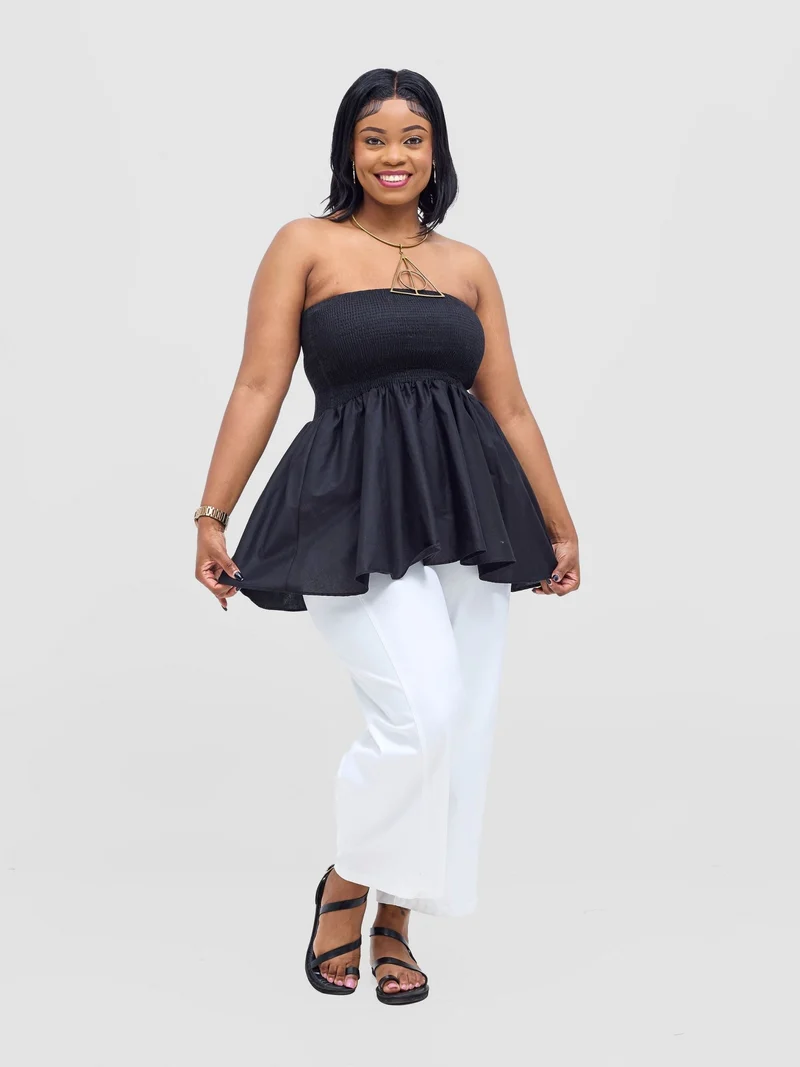 Safari by Vivo Tiwa Shirred Top - Black