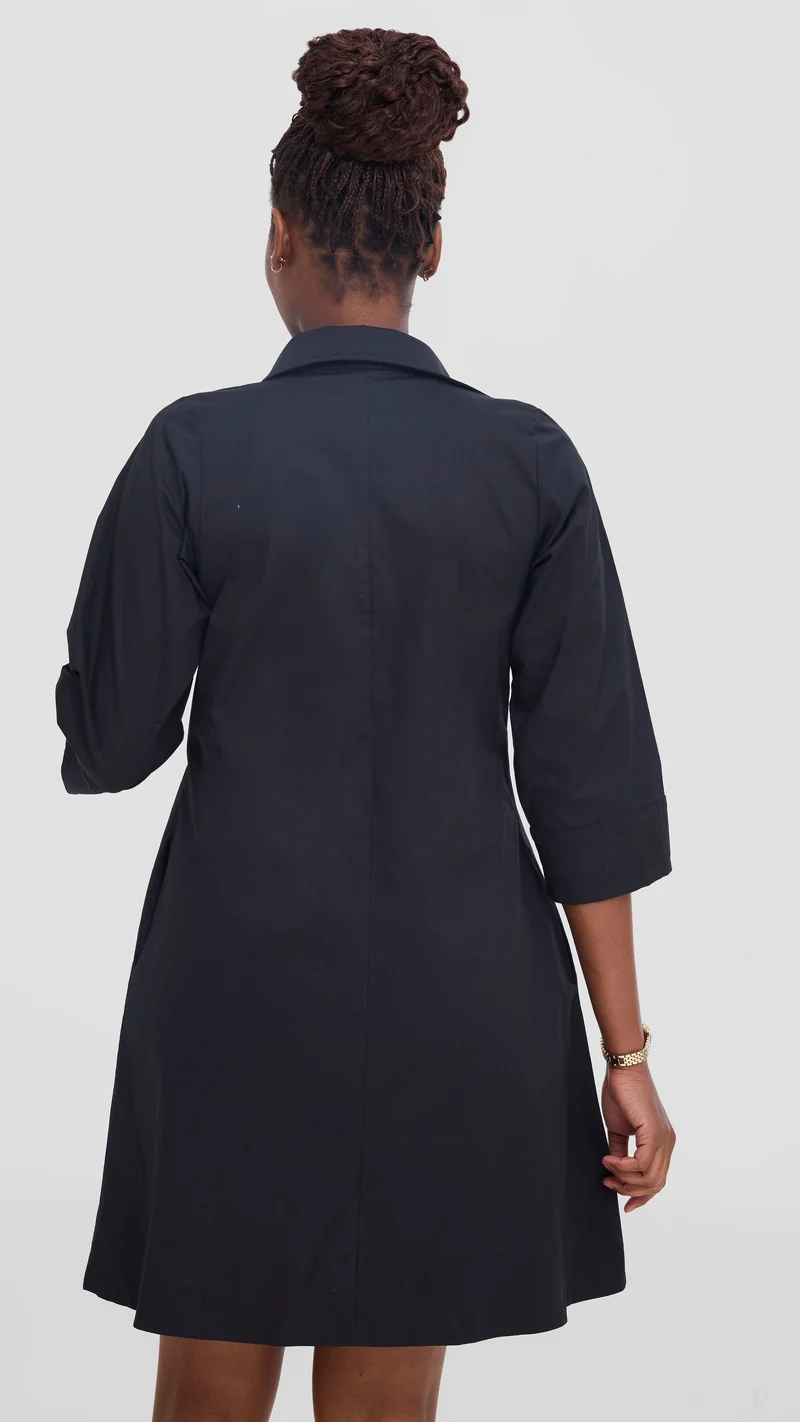 Safari Mansi Wide Hem Embroidered Tent Dress - Black