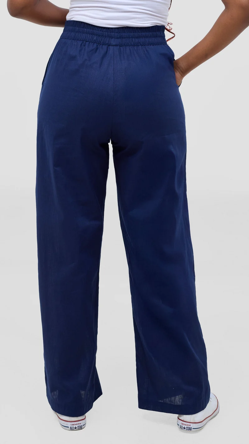Safari by Vivo Zehra Drawstring Pants in Linen Blend - Navy