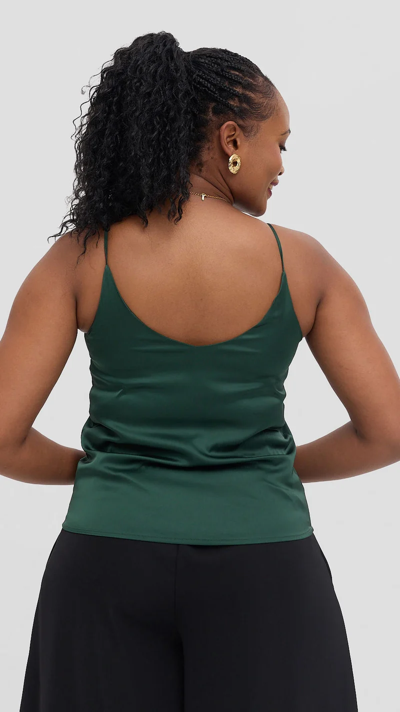 Zambarau Apparel Satin Camisoles - Emerald Green