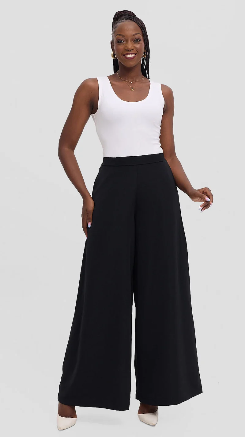 Zambarau Apparel Mwanzo Wide Leg Palazzo Pants - Black