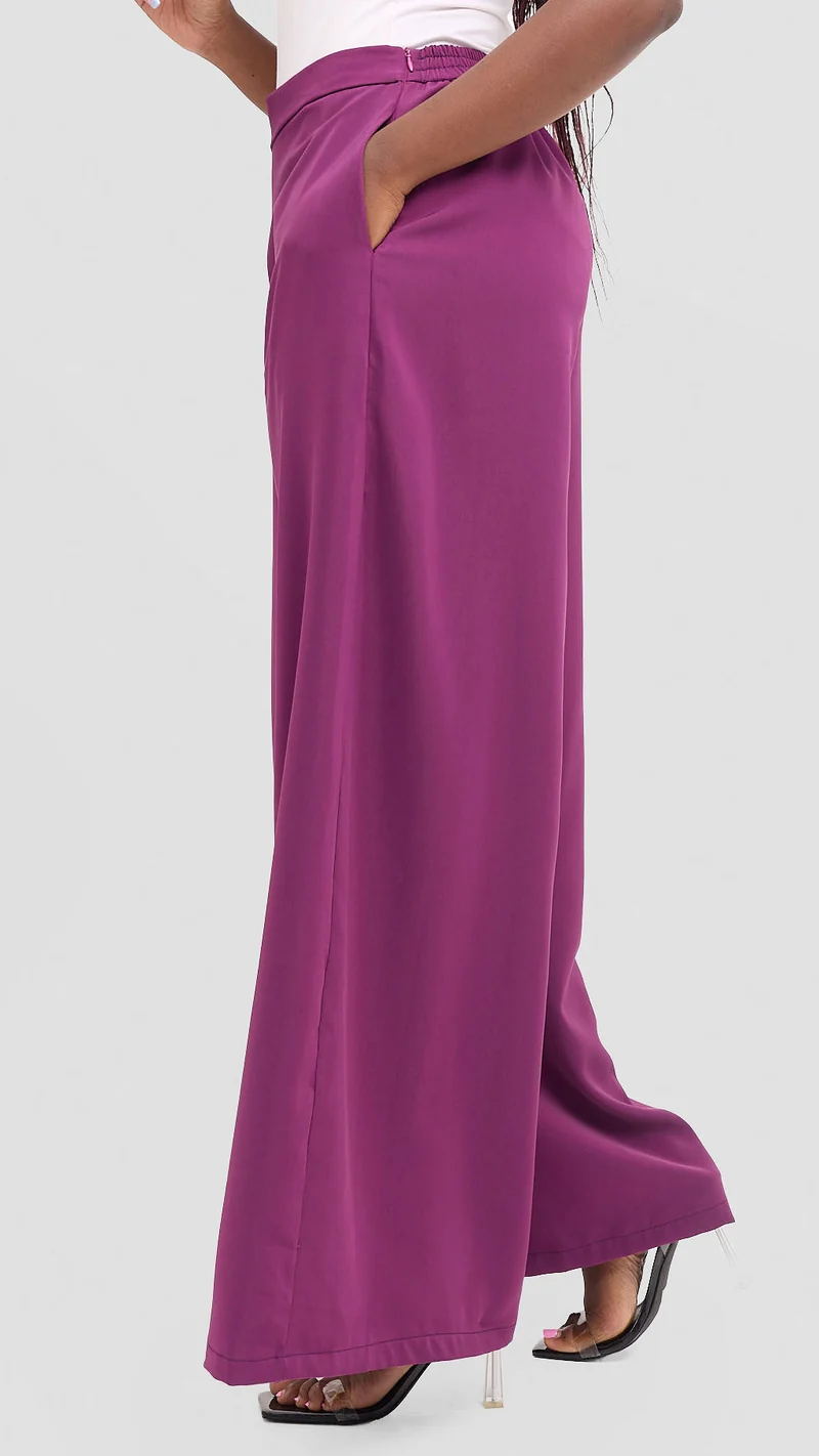 Zambarau Apparel Mwanzo Wide Leg Palazzo Pants - Purple