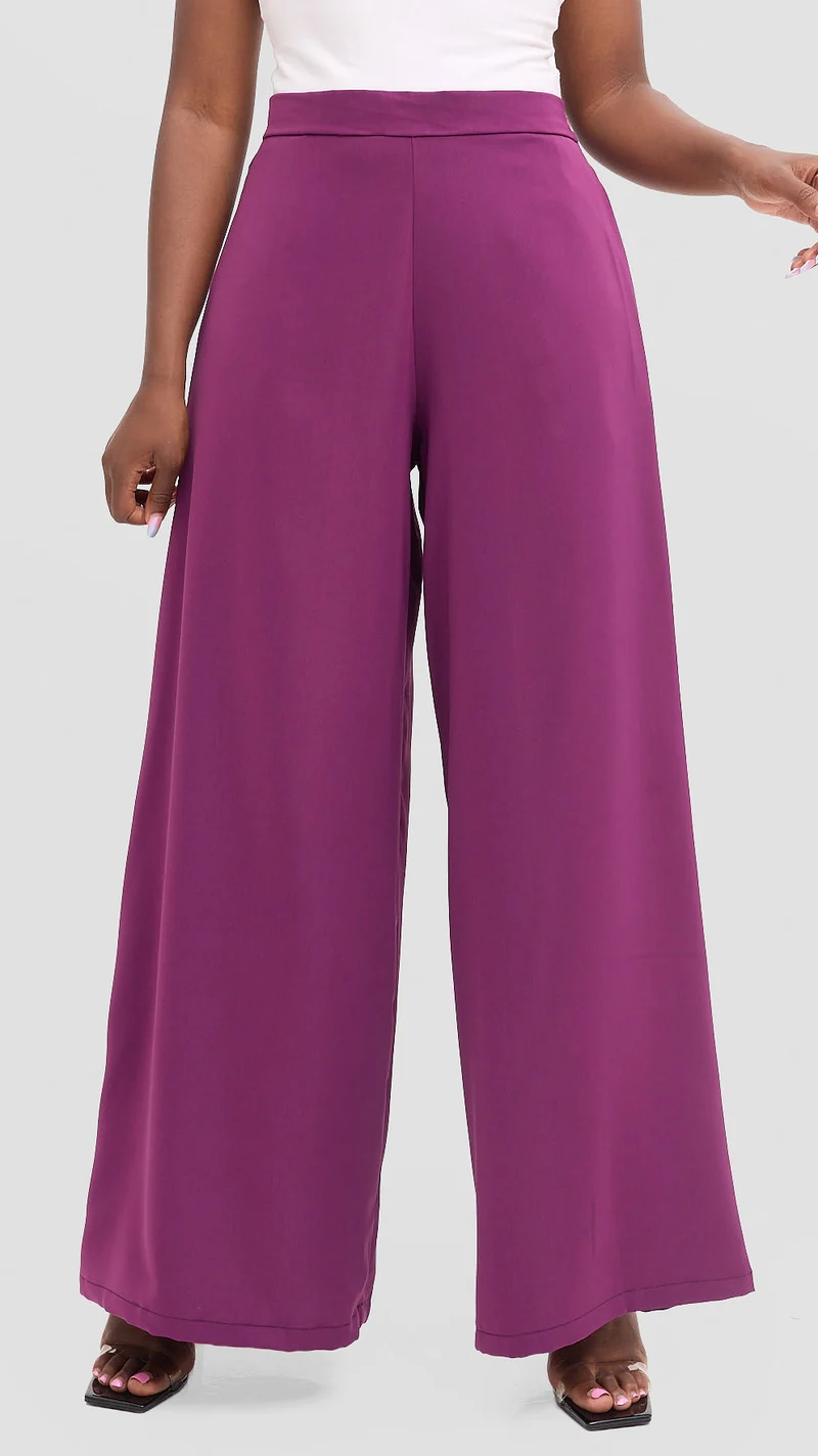 Zambarau Apparel Mwanzo Wide Leg Palazzo Pants - Purple