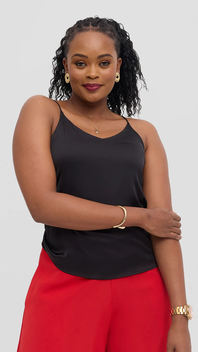 Zambarau Apparel Satin Camisole - Black