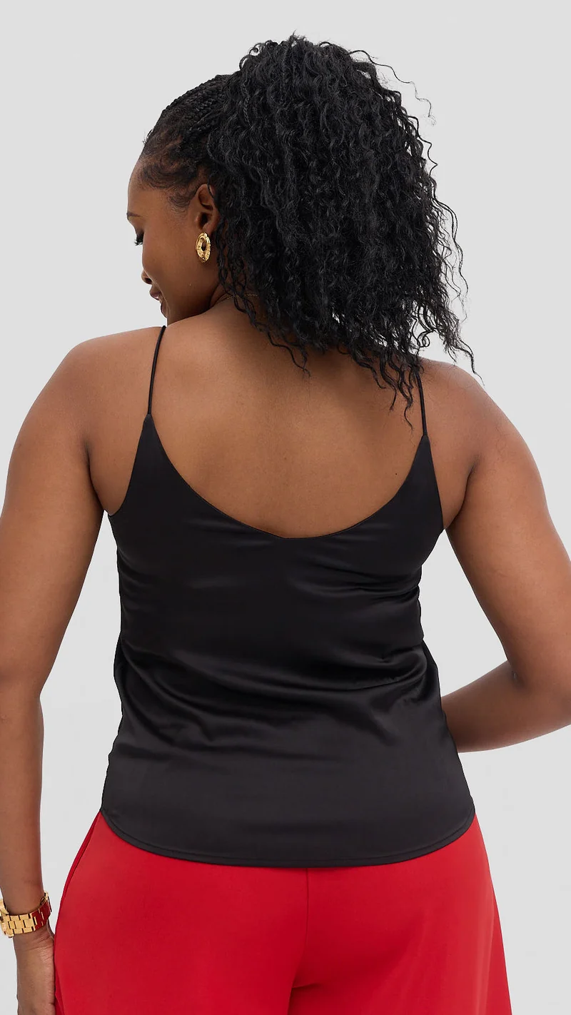Zambarau Apparel Satin Camisole - Black