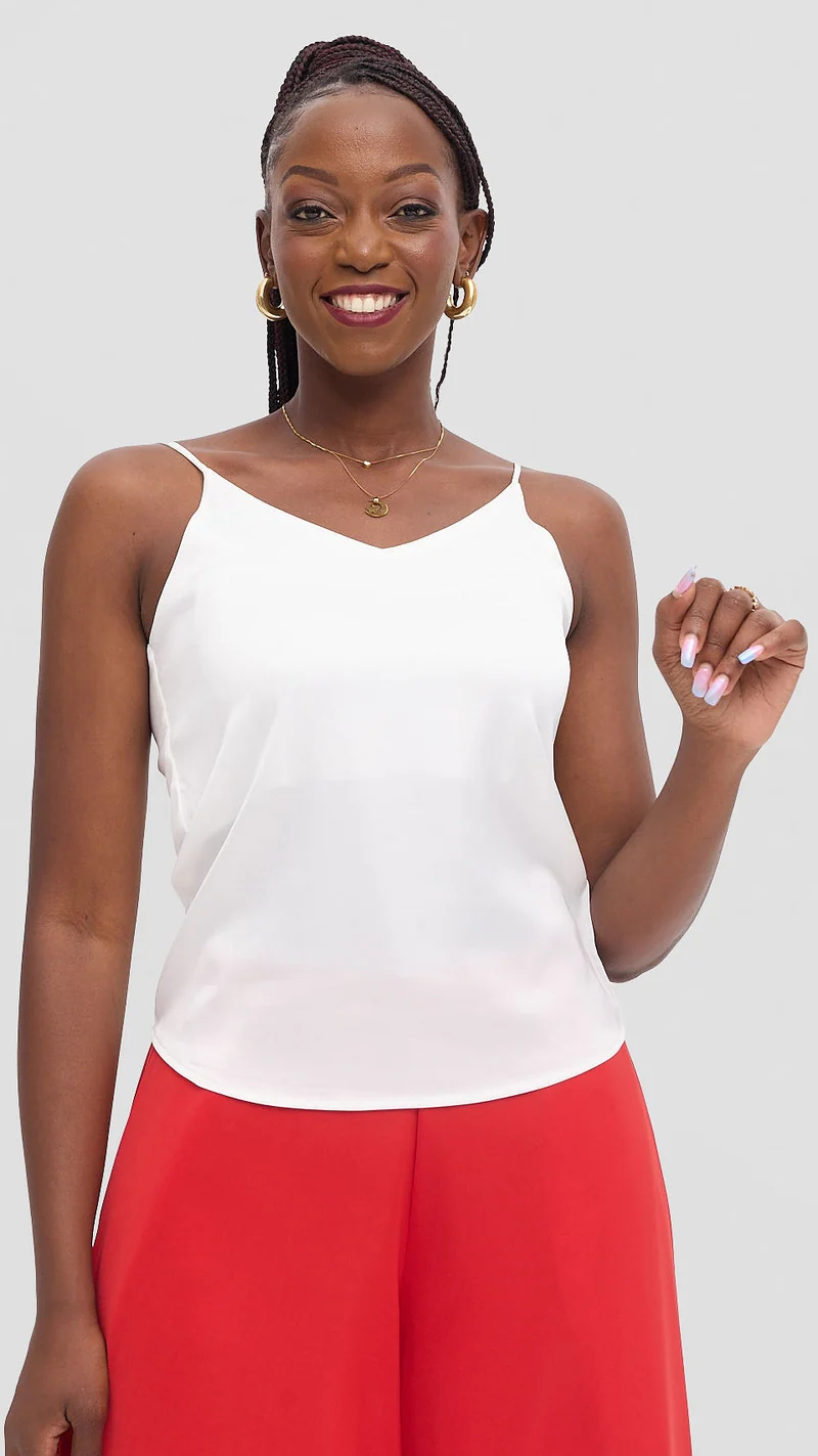 Zambarau Apparel Satin Camisoles - White