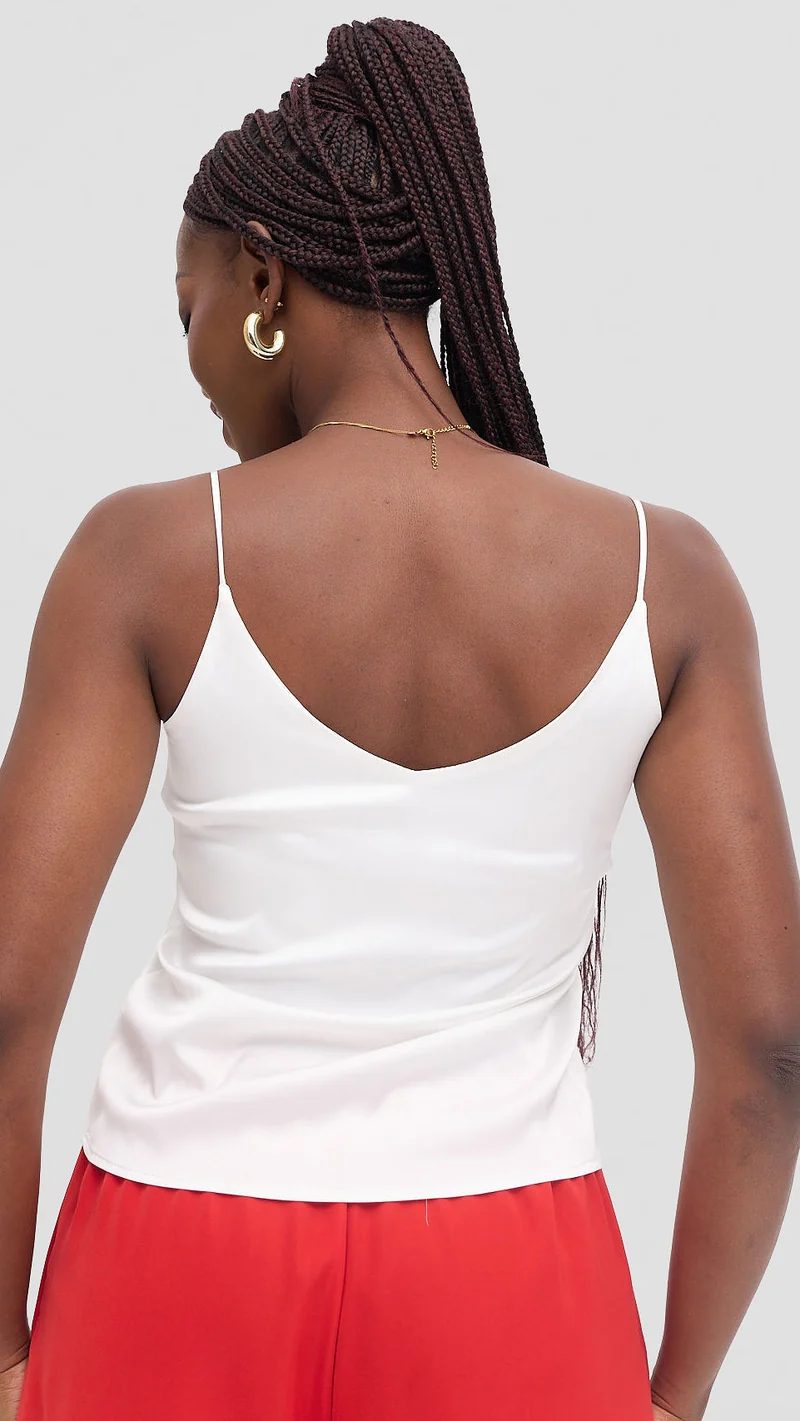 Zambarau Apparel Satin Camisoles - White