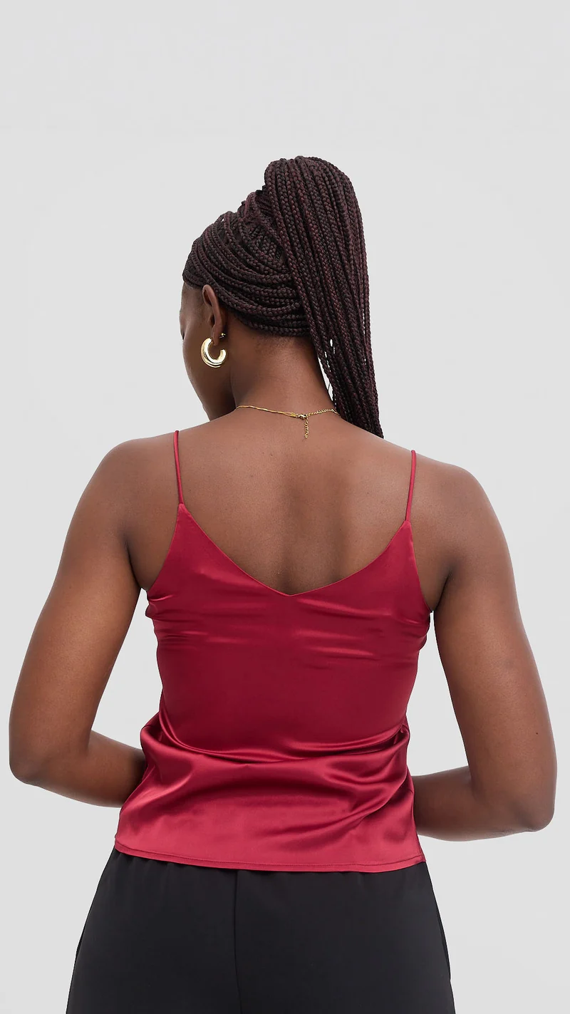 Zambarau Apparel Satin Camisoles - Burgundy