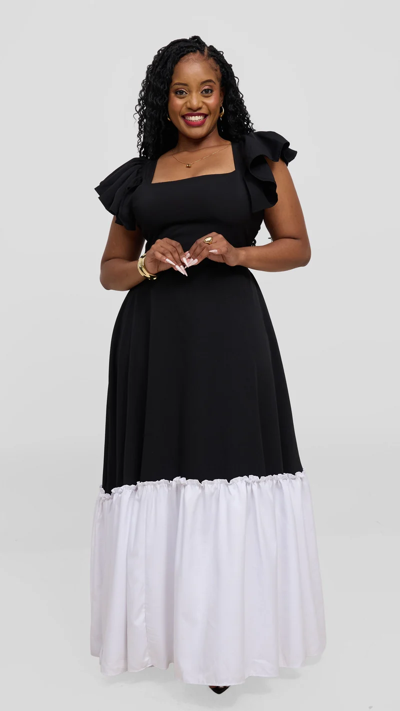 Zambarau Apparel Two - Toned Dress - Black / White