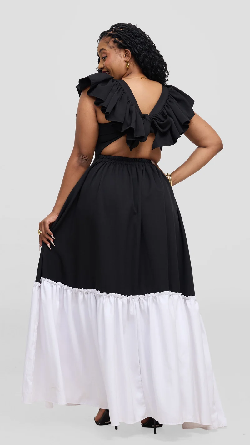 Zambarau Apparel Two - Toned Dress - Black / White