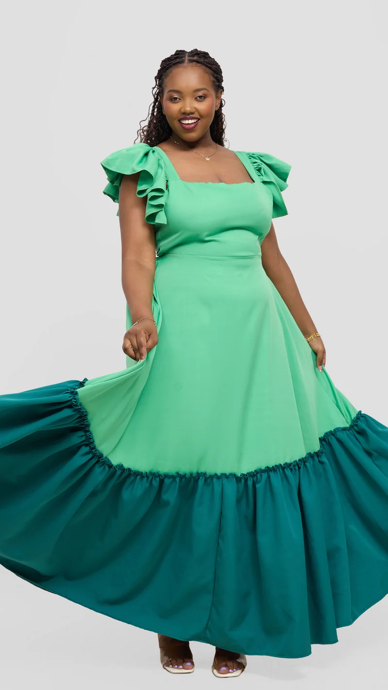 Zambarau Apparel Two - Toned Dress - Light Green
