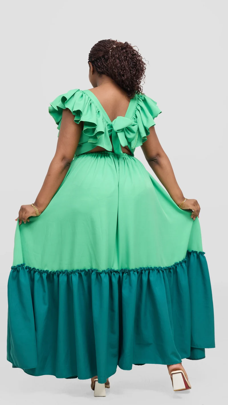 Zambarau Apparel Two - Toned Dress - Light Green