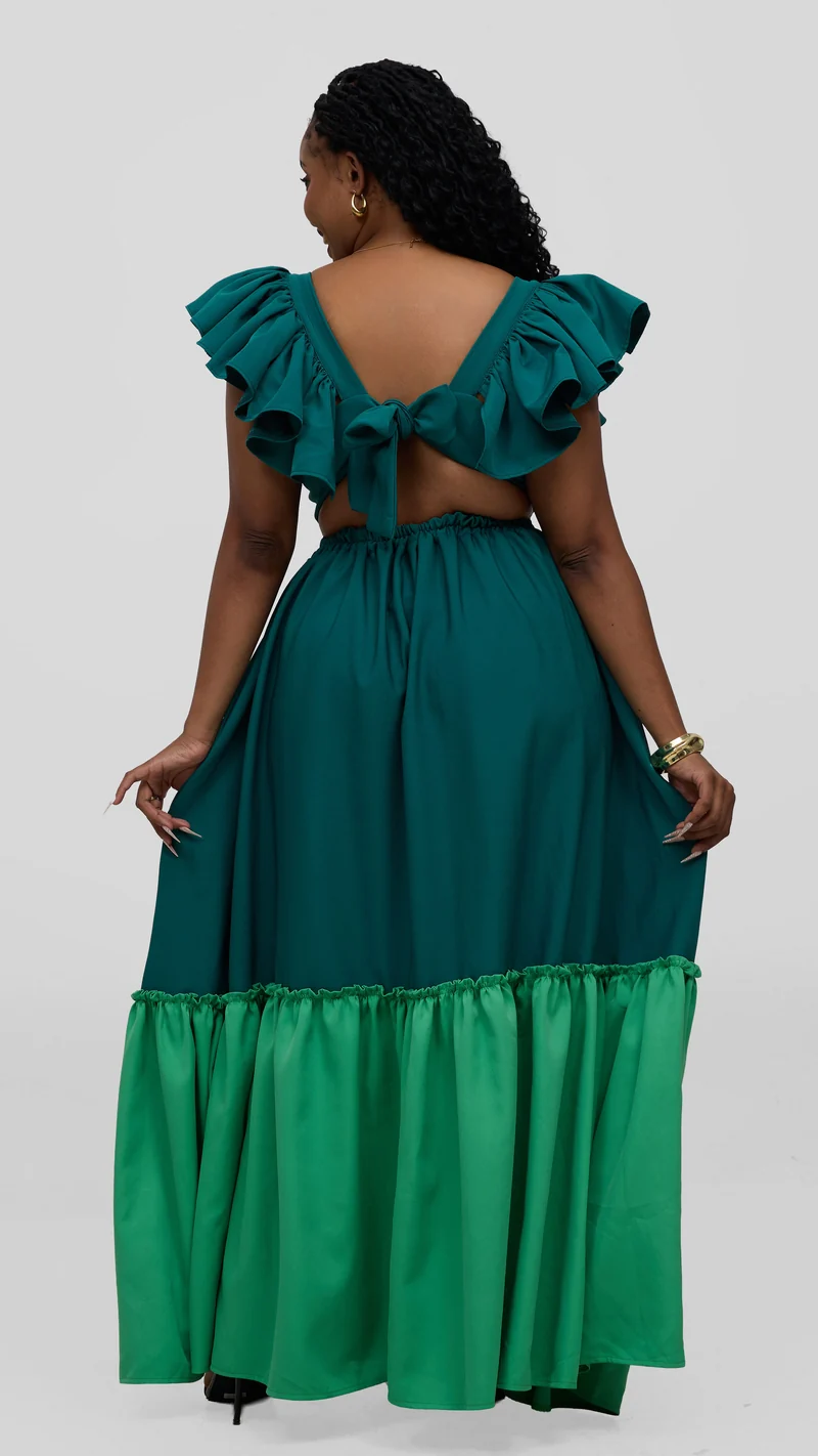 Zambarau Apparel Two - Toned Dress - Dark Green