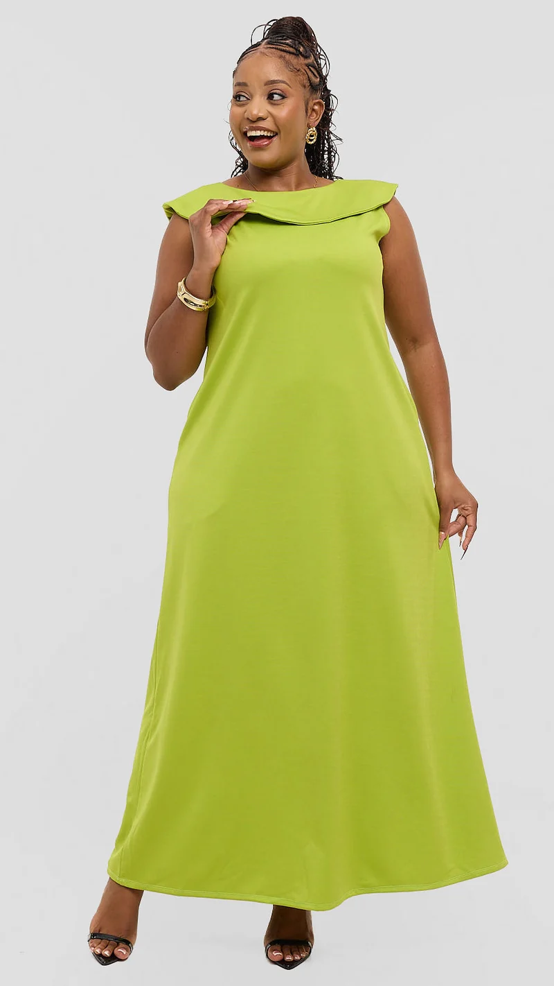 Anzo non-structured A-line Swing Dress - Lime Green