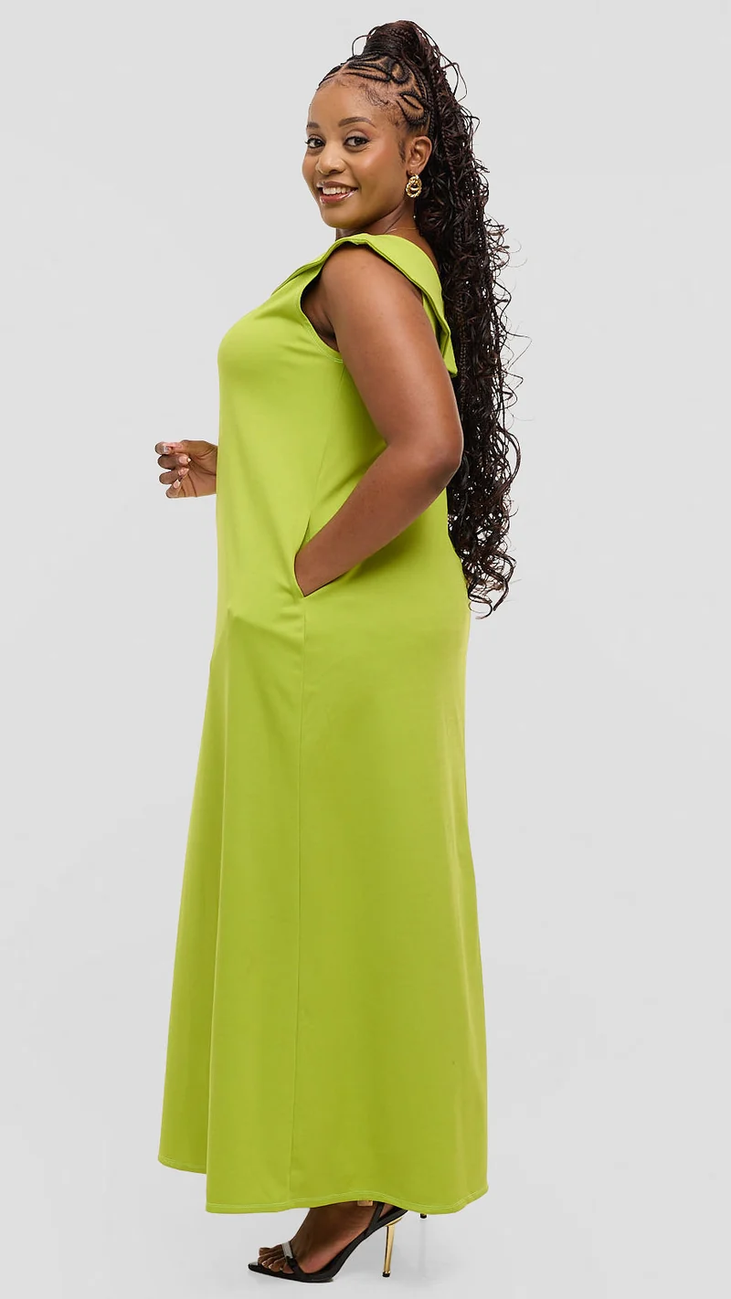 Anzo non-structured A-line Swing Dress - Lime Green