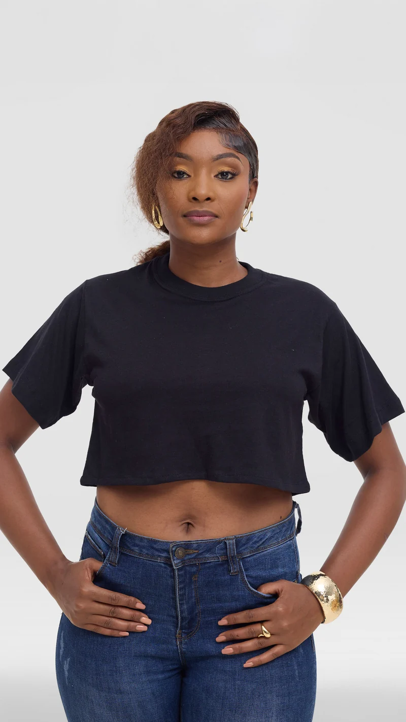 Princess Affair Plain Crop Tshirt - Black