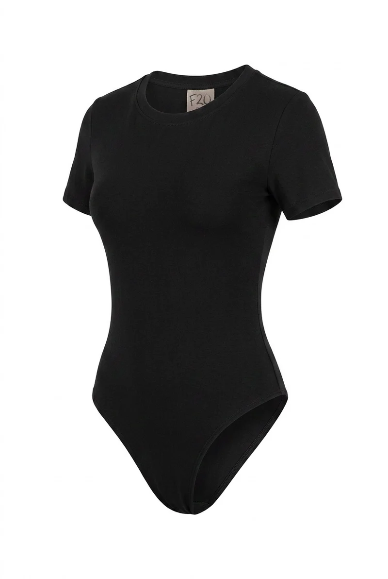 Stylish Sisters Short Sleeve Cotton Scoop Neck Bodysuit - Black