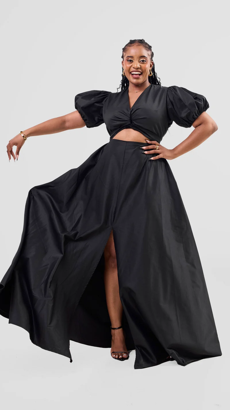 Zambarau Apparel Front-Twist Dress - Black