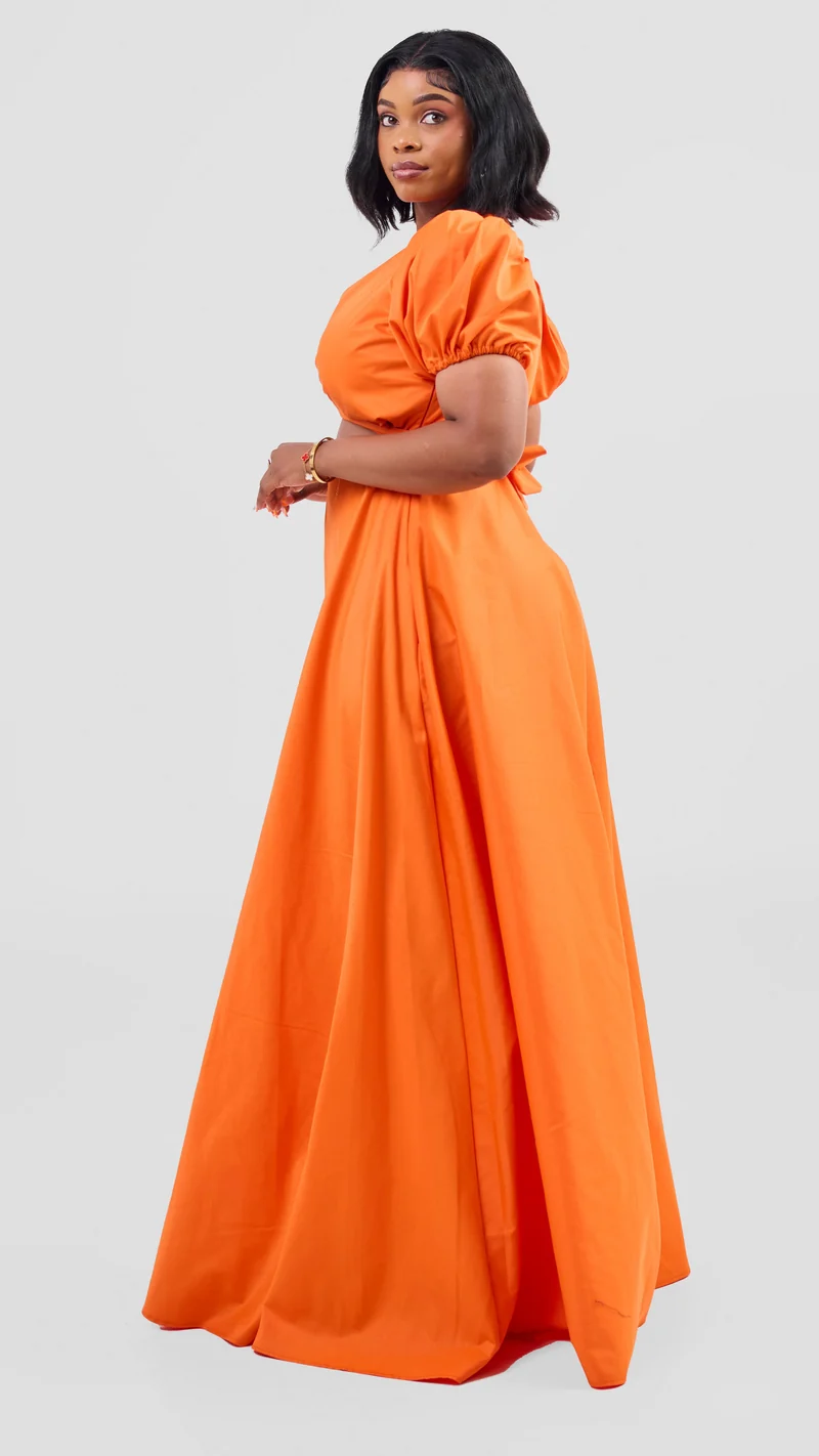 Zambarau Apparel Front-Twist Dress - Orange