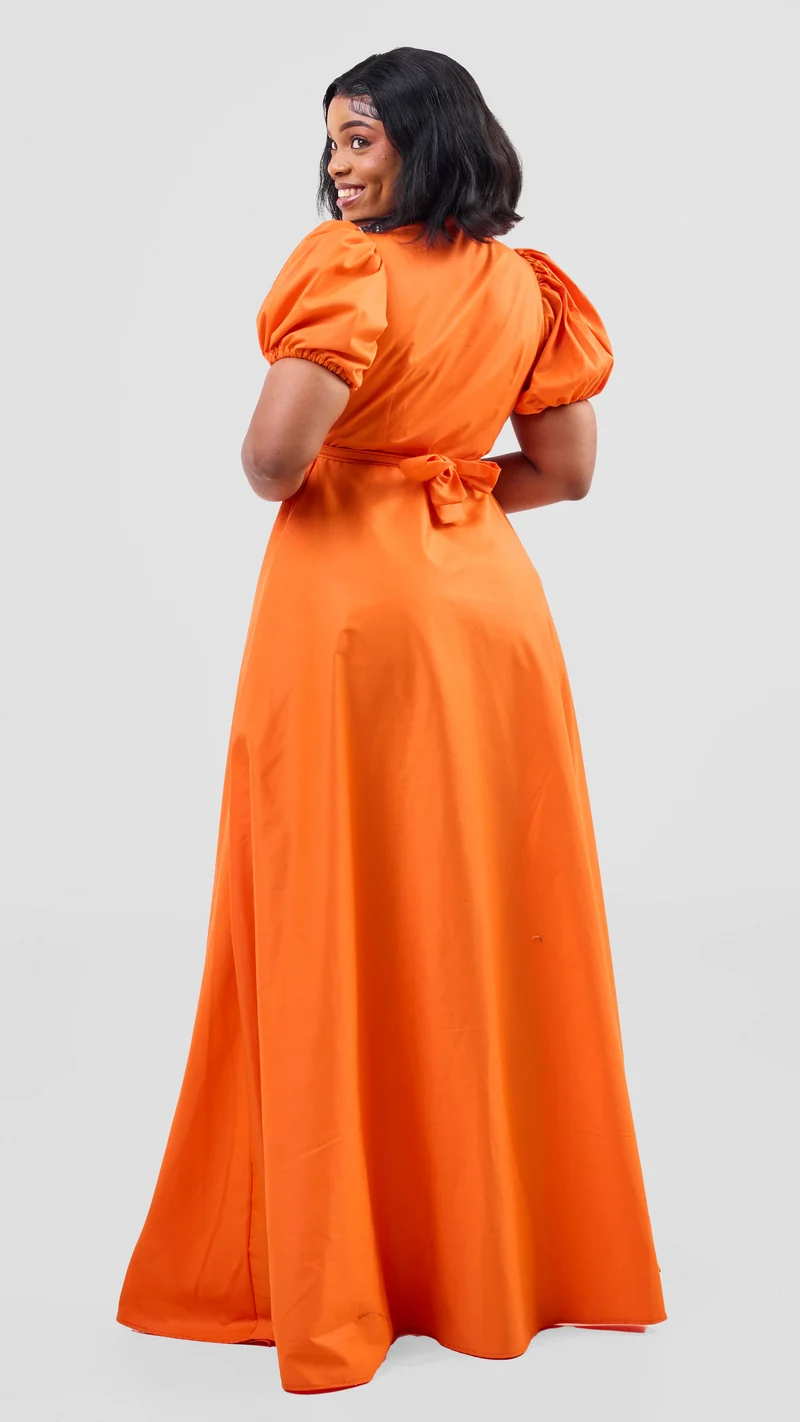 Zambarau Apparel Front-Twist Dress - Orange