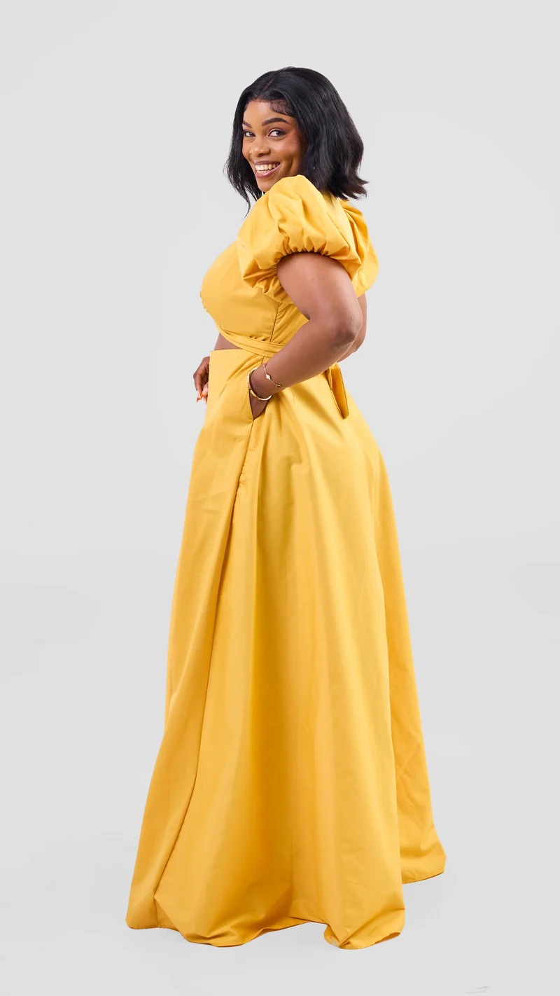 Zambarau Apparel Front-Twist Dress - Yellow