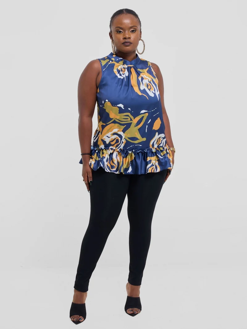 Vivo Kelemi 4.0 Sleeveless Top - Navy / Mustard Nashe Print