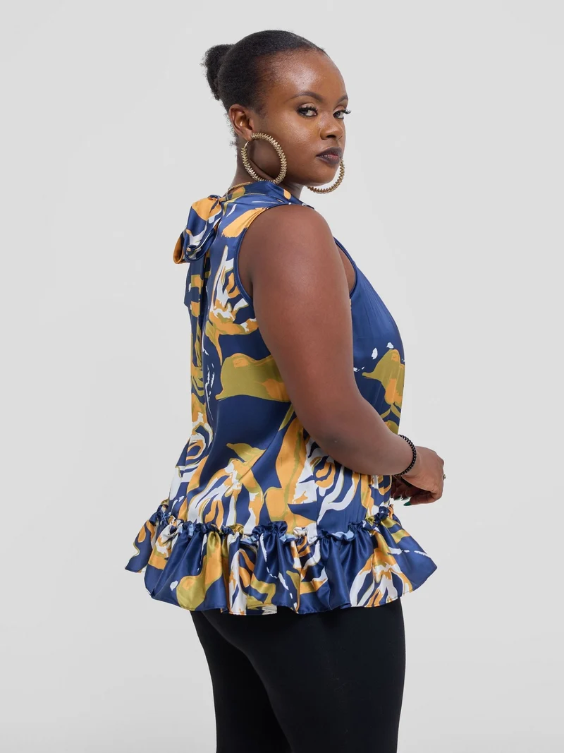 Vivo Kelemi 4.0 Sleeveless Top - Navy / Mustard Nashe Print